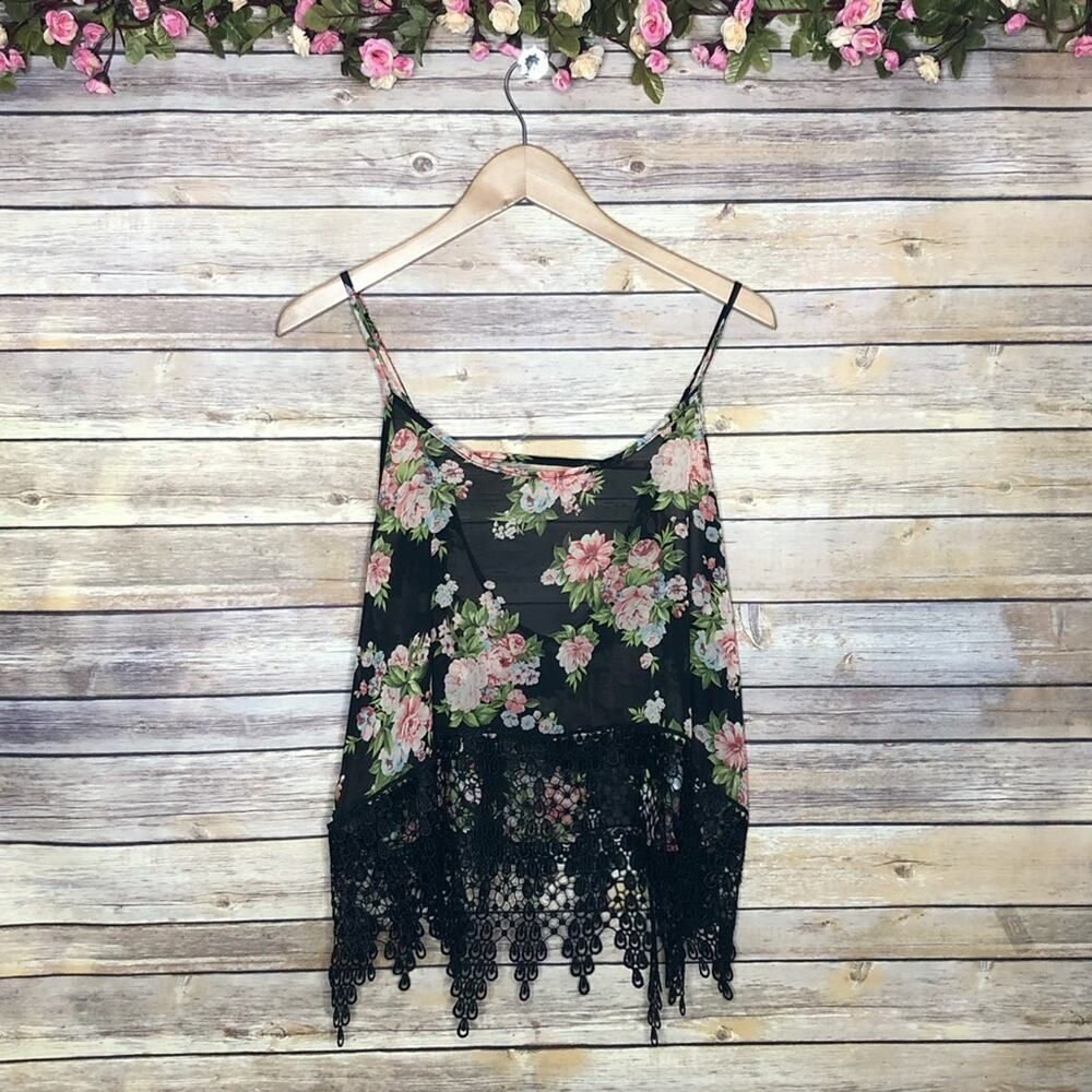 🌷5 for $25 Audrey 3+1 Sheer Floral Tank Top
